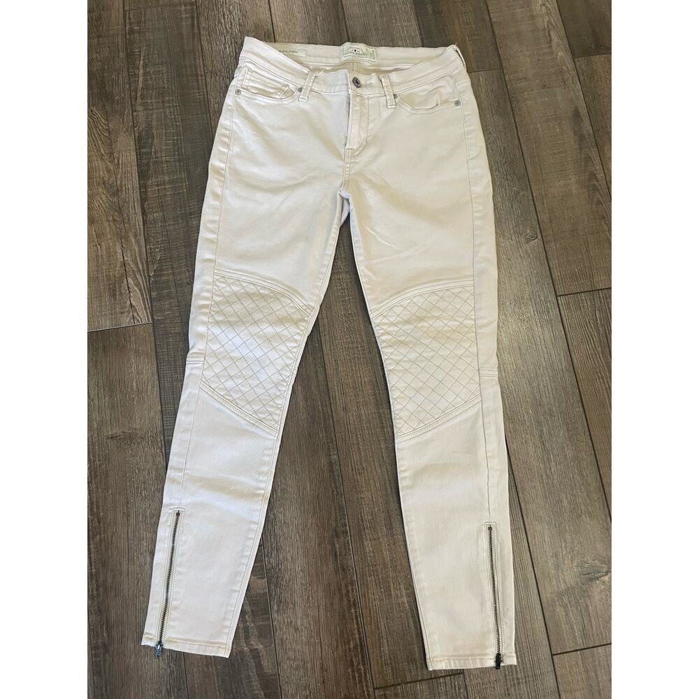 Lucky Brand Beige BROOKE SKINNY Ankle Zip Moto Style Jeans 6/28 Grunge Concert